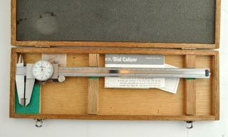 Vintage Mitutoyo 505 - 645 - 50 D12 " T Dail Caliper With Wood Box