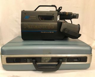 Panasonic Omnimovie Vhs Hq Camcorder Vintage Case Cords Battery