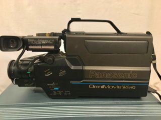 Panasonic Omnimovie VHS HQ Camcorder Vintage Case Cords Battery 2