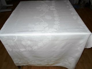 Formal Dining 70x105 Vintage Antique White Irish Linen Double Damask Tablecloth