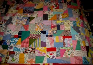 VTG/Antique Crazy Handmade Quilt/Top Feedsack 88 
