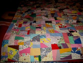 VTG/Antique Crazy Handmade Quilt/Top Feedsack 88 