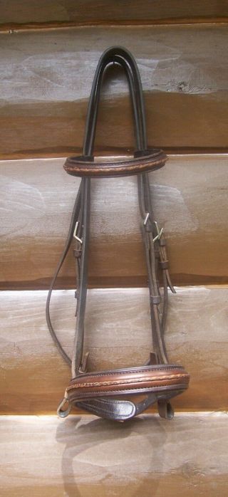 Stubben Brown Horse Size English Snaffle Bridle With Braided Accents Vtg