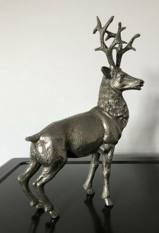 Vintage Italian Gucci Silvertone Brass Stag Reindeer Figure Match Stirrup Cups