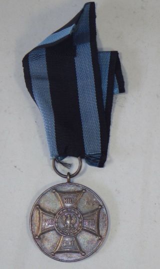 Wwii Polish Bronze Medal Of Merit & Ribbon In