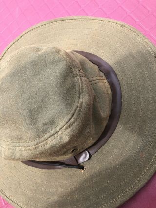 Pre Owned VINTAGE FILSON MADE IN USA TIN BUSH HAT WITH STRAP Large 2