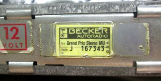 Vintage Becker Autoradio Grand Prix Stereo MU Car Radio w/ Amplifier 12 Volts 6