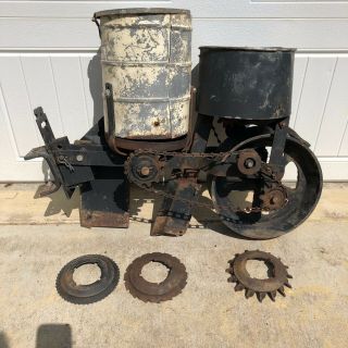 Vintage Cast Iron Brinly Seed Planter,  Gardening,  Farming,  Seeder W/ 3 Plates