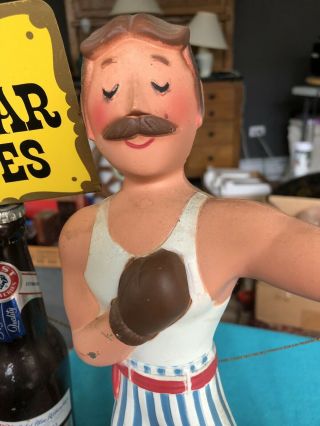 Vintage Pabst Blue Ribbon Boxer Statue In Ring With Bottle 2