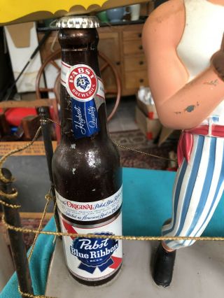 Vintage Pabst Blue Ribbon Boxer Statue In Ring With Bottle 8