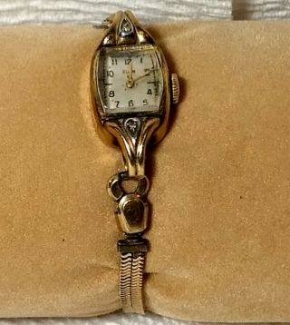 Vintage 14k Case Gold Elgin Ladies Watch Non Jb Champion 1/20 10k Band