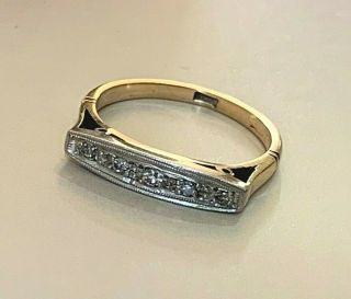 Art Deco Antique Illusion Set Five Stone 9 Carat Gold Diamond Ring Uk Size M