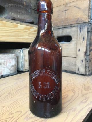 Vintage Blob Top Beer Bottle P Schwarzenbart Brewing Manitowoc Wisconsin Brewery