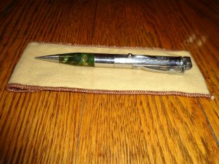 Vintage Ronson " Penciliter " Mechanical Pencil And Lighter Combo Green Pearl