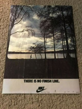 Vintage 1978 Nike Running Poster Print Ad " There Is No Finish Line " 1970s Rare