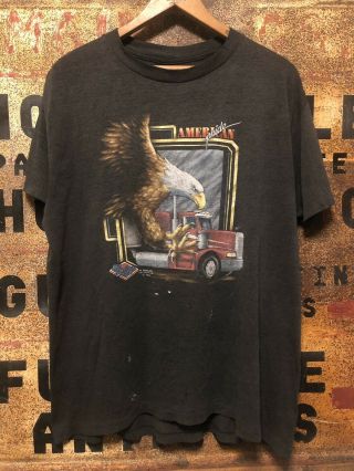 Vintage 1988 3d Emblem Truckers Only Double Sided T Shirt