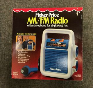 Vintage Fisher - Price Am/fm Radio W/ Microphone For Sing - Along Fun 3805