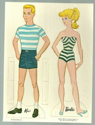 1962 Uncut Barbie & Ken Paper Dolls Whitman 1971