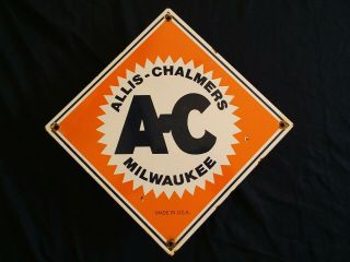 Vintage Allis - Chalmers " A - C " Milwaukee Porcelain Advertising Sign