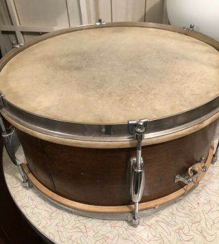 Vintage Walnut Lacquer Snare Drum 14 " 1953 Gretsch Dixieland