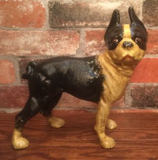 Cast Iron Boston Terrier Dog Right - Facing Vintage Door Stop Coin Bank