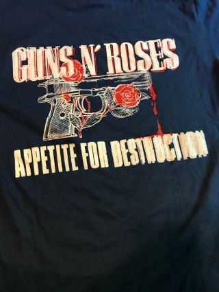 VERY RARE VINTAGE 1980 ' S GUNS N ' ROSES APPETITE FOR DESTRUCTION SHIRT PROMO TOUR 8