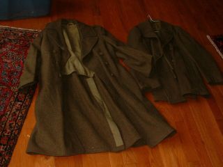 38s World War Ii Ww2 Army Wool 2 Military Trench Coat Overcoat