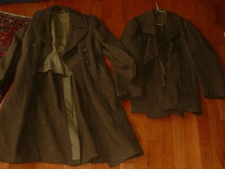 38s World War II WW2 Army Wool 2 Military Trench Coat Overcoat 2