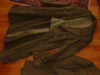 38s World War II WW2 Army Wool 2 Military Trench Coat Overcoat 3