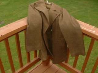 38s World War II WW2 Army Wool 2 Military Trench Coat Overcoat 4