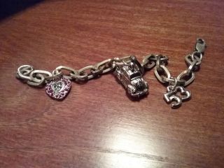 VINTAGE 925 Sterling Silver Disney HERBIE THE LOVE BUG 53 Charm Bracelet 2