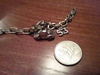 VINTAGE 925 Sterling Silver Disney HERBIE THE LOVE BUG 53 Charm Bracelet 3