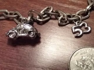 VINTAGE 925 Sterling Silver Disney HERBIE THE LOVE BUG 53 Charm Bracelet 4