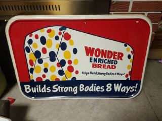 True Vintage Wonder Bread Tin Sign Builds Strong Bodies 8 Ways 37 " X 25 " Awesome