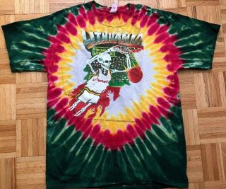 “vintage” 1992 Olympics Grateful Dead Lithuania Basketball T - Shirt Tie - Dye Xl