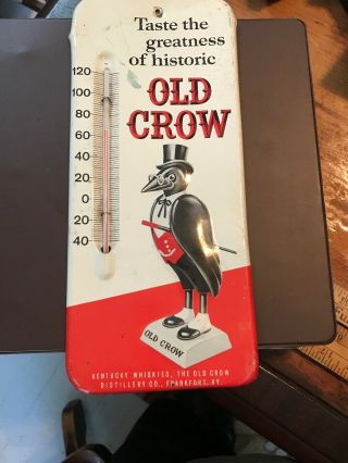 Vintage Old Crow Kentucky Whiskey Advertising Thermometer Rare Thermometer