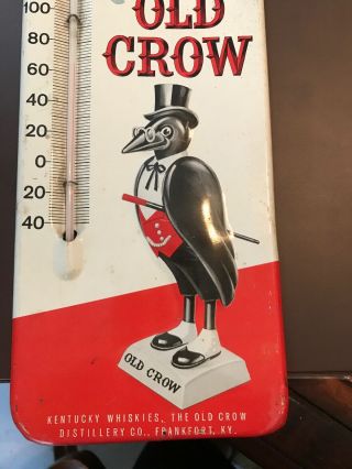 Vintage Old Crow Kentucky Whiskey Advertising Thermometer Rare Thermometer 3