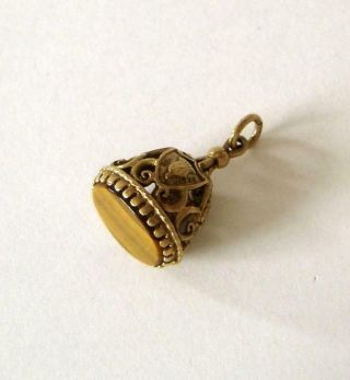 A Vintage 9ct Gold & Tigers Eye Pocket Watch Chain Fob