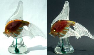 Scarce Vintage 1950s/60s Murano Art Glass Aquarium Fish Vase Alfredo Barbini