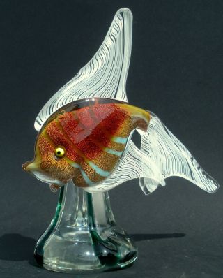 Scarce Vintage 1950s/60s Murano Art Glass Aquarium Fish Vase Alfredo Barbini 3
