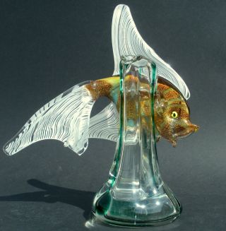 Scarce Vintage 1950s/60s Murano Art Glass Aquarium Fish Vase Alfredo Barbini 4