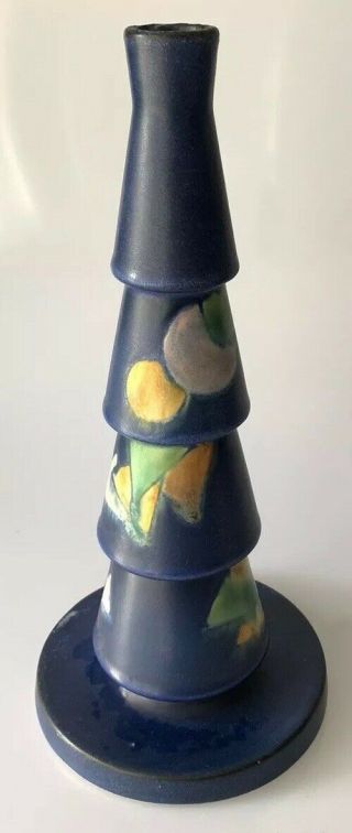 Vintage Roseville Futura Blue 10 - 3/8”t Vase With Color Patches