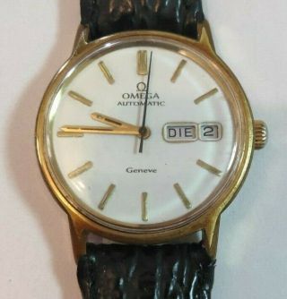 Vintage Omega Geneve Automatic Cal 1022 Day Date Gold Plated Mens Watch