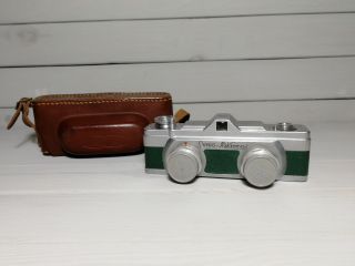Meopta Stereo Mikroma Miniature Green Spy Camera Rare With Leather Case