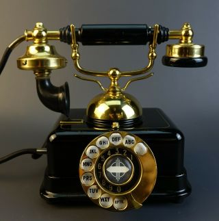Vintage French Victorian Style Rotary Dial Telephone Heavy All Metal &