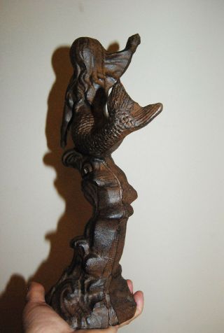 Large Vintage Cast Iron Mermaid Statue Figurine Heavy; Rare 12 "