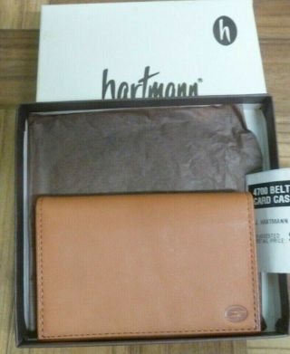 Vintage Hartmann Leather Mens Card Case Tan Brown
