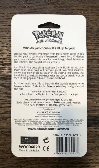 Pokemon 1999 Charizard Booster Pack Blister Packaging.  Rare 2