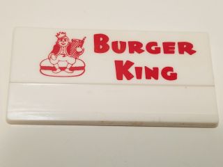 Vintage 1960s Burger King Employee Name Tag Badge Pin Old King Mascot Logo Food