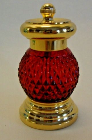 4 Vintage Gold Plate And Cranberry Glass Pepper Grinder Marked Made In Italy